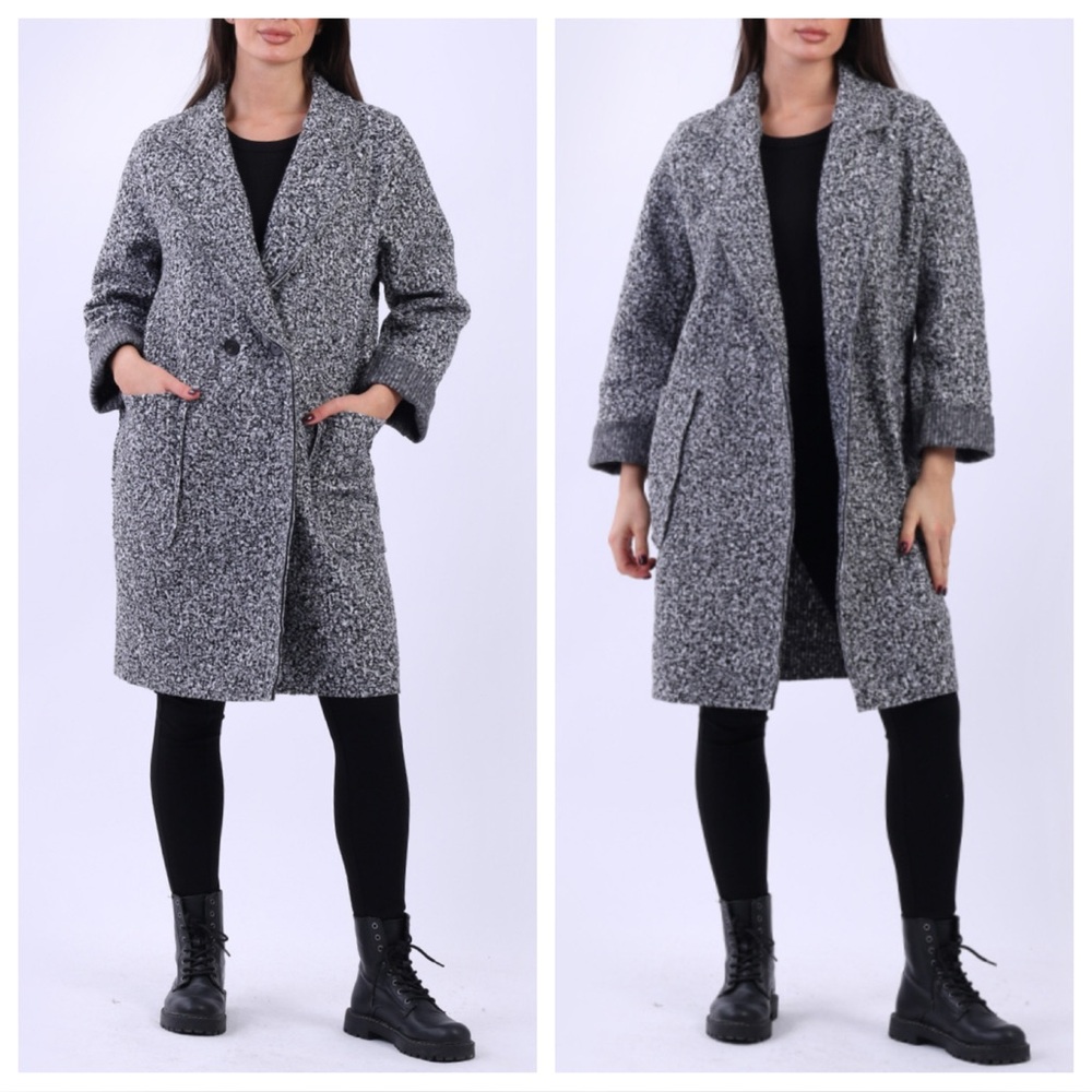 MADE IN ITALY Women's Gray Blend Coat - Picture 2 of 2